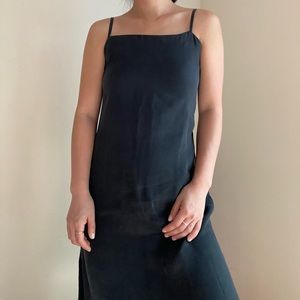 Zara black midi slip dress